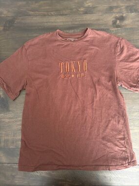 Embroidered Tokyo Short-Sleeve Crewneck Tee - Rust